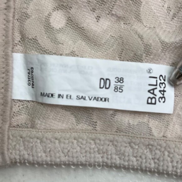 Bali 38DD Tan Lace Seamless Bra Unlined Underwire Adjustable Straps Intimates - Picture 10 of 12